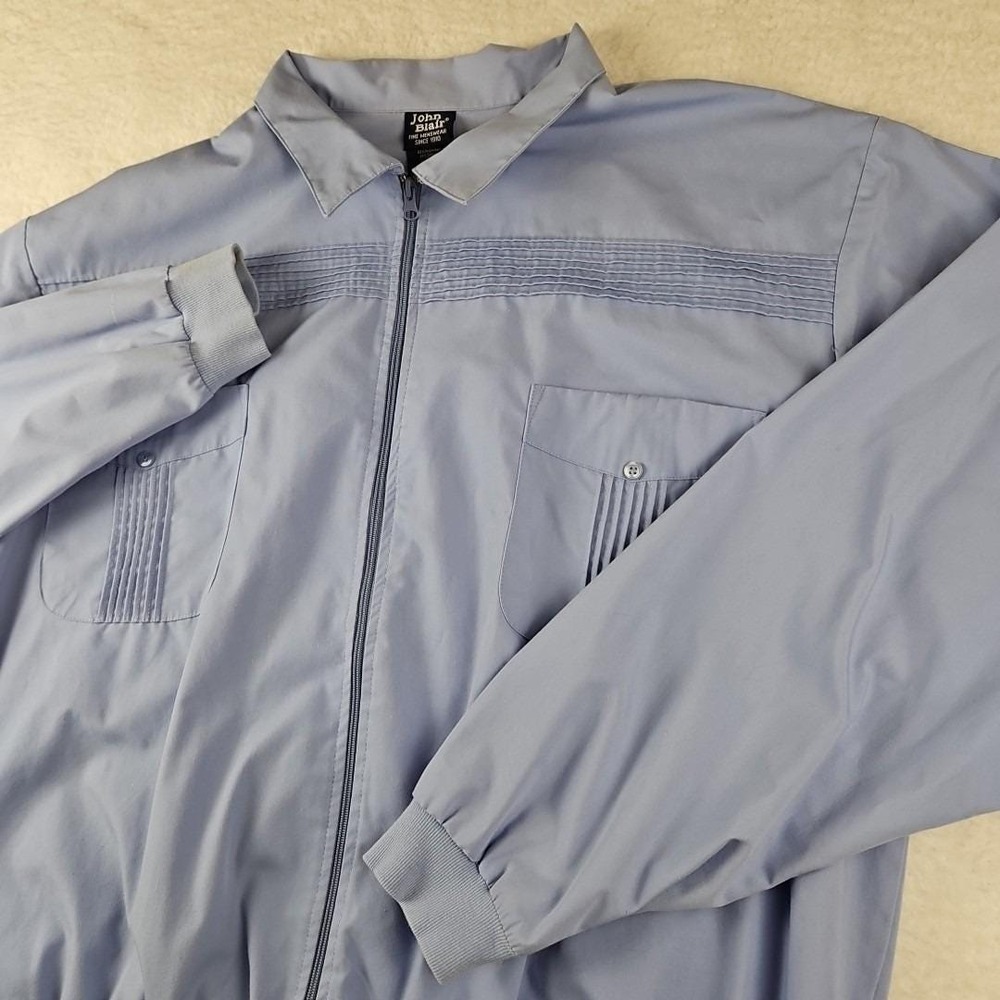 Vtg‎ 70s 80s Blue JOHN BLAIR Shirt Jacket Pool Leisure Full Zip Mod MENS 3XL